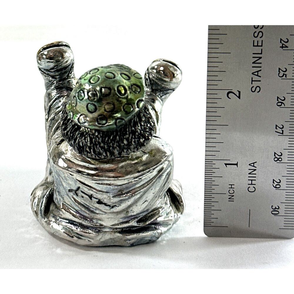 Italian Silver Plated Clown Figurine Red Nose Resin Sculpture 3” Vintage - Picture 6 of 7